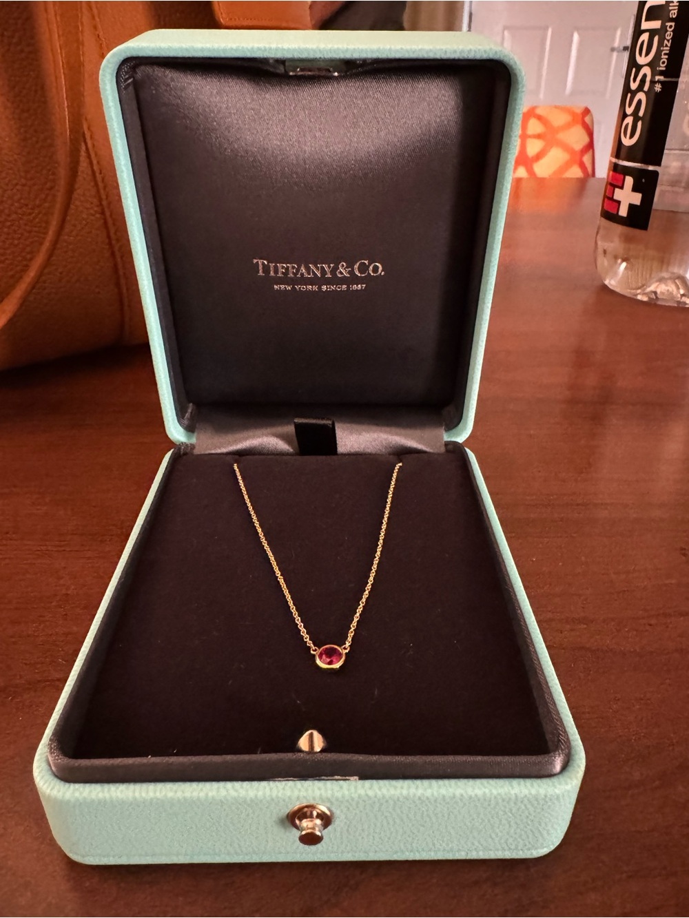 Tiffany & Co. Gold Necklace with Red Pendant
